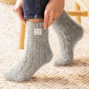 NIB Demdaco Cozy Gray Fuzzy Socks